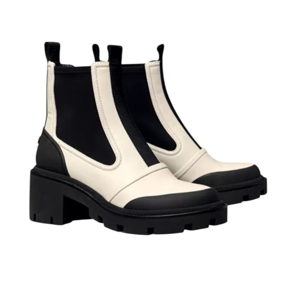 <<Tory Burch Chelsea Lug Sole Heeled Booties in Ivory – Sz 9.5M
